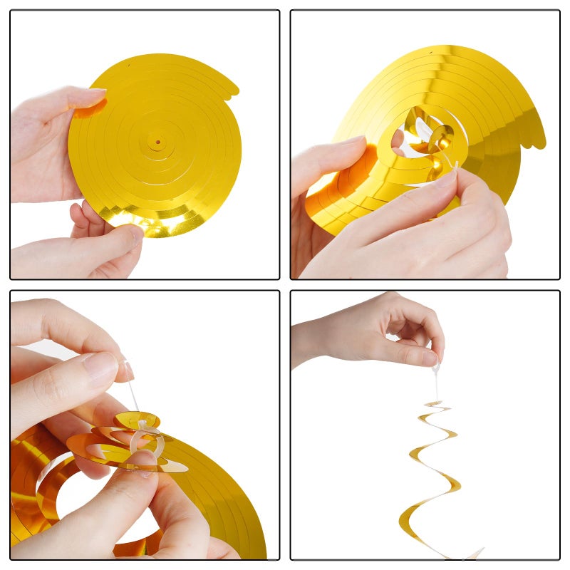 Yymobt Gold Ceiling Swirl Foil Decorations Hanging Plastic Streamer Themed Swirl Party Decoration for Wedding Thanksgiving Day Graduation Celebration  Pack of 28 - Image 4